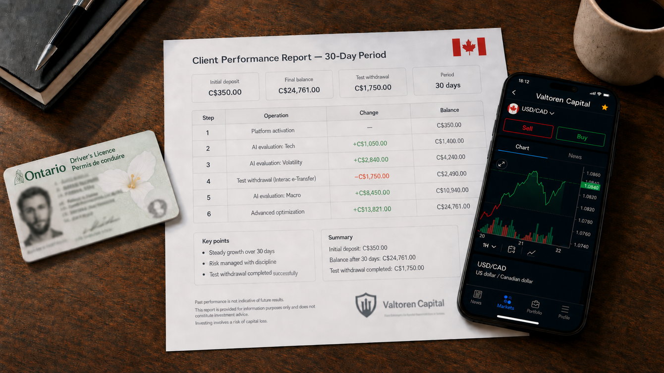 The progress of our test account over 30 days